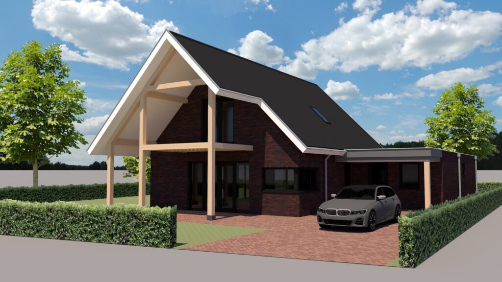 Vrijstaande woning met houten constructie