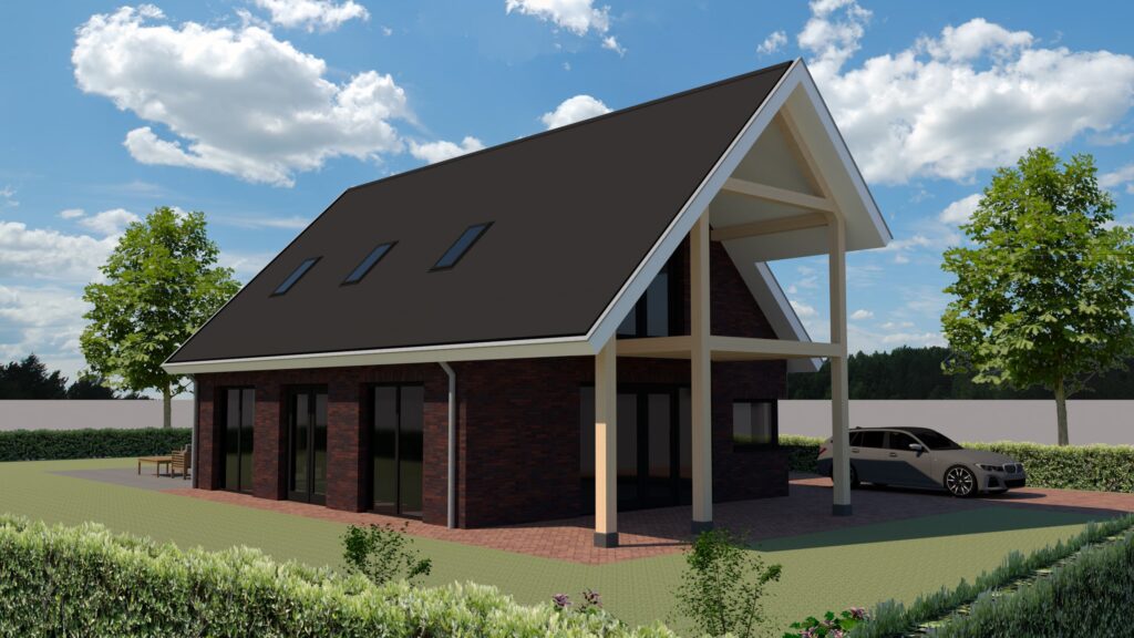 Vrijstaande woning met houten constructie