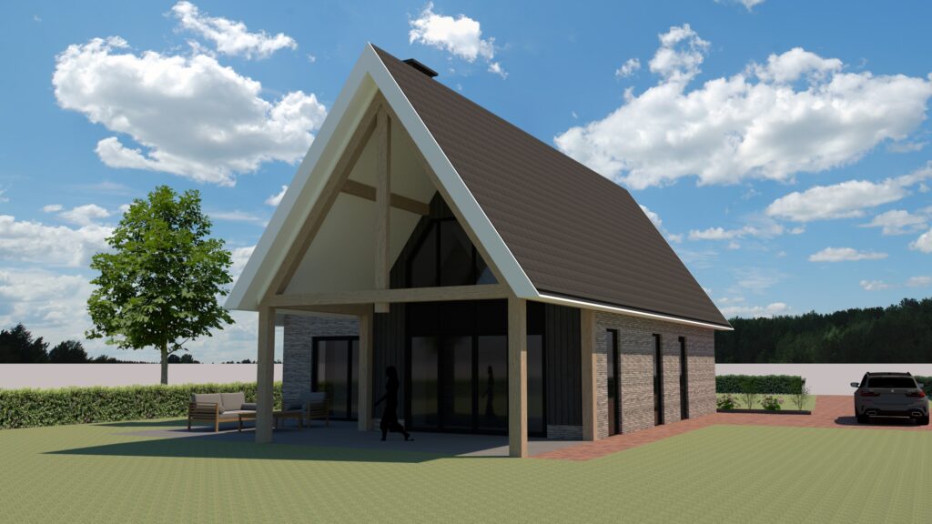 Moderne woning met eikenhouten veranda